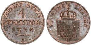 4 Pfennig Reino de Prusia (1701-1918) Cobre 