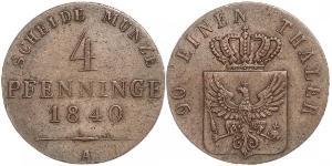 4 Pfennig Reino de Prusia (1701-1918) Cobre 