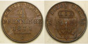 4 Pfennig Reino de Prusia (1701-1918) Cobre 