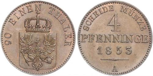 4 Pfennig Reino de Prusia (1701-1918) Cobre 