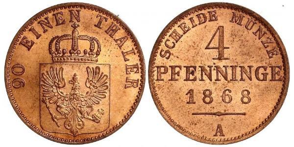 4 Pfennig Reino de Prusia (1701-1918) Cobre 