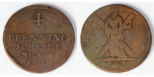 4 Pfennig States of Germany Cuivre 
