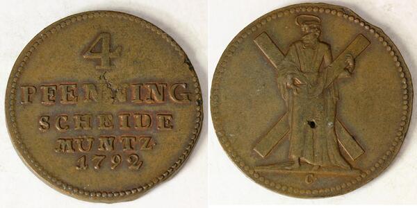 4 Pfennig States of Germany Cuivre 