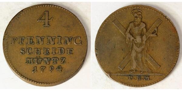 4 Pfennig States of Germany Cuivre 