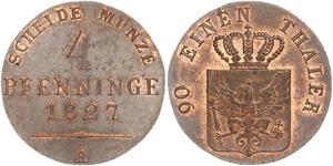 4 Pfennig Königreich Preußen (1701-1918) Kupfer 