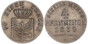 4 Pfennig Königreich Preußen (1701-1918) Kupfer 