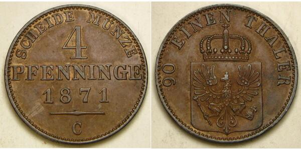 4 Pfennig Königreich Preußen (1701-1918) Kupfer 