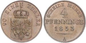 4 Pfennig Regno di Prussia (1701-1918) Rame 