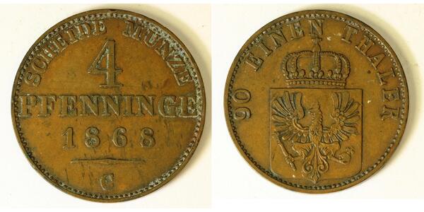 4 Pfennig Regno di Prussia (1701-1918) Rame 