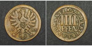 4 Pfennig Stati federali della Germania Rame 