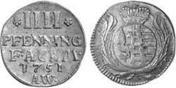 4 Pfennig Anhalt-Köthen (1603 -1853) Vellón Plata Augustus Louis, Prince of Anhalt-Köthen (1697 – 1755)