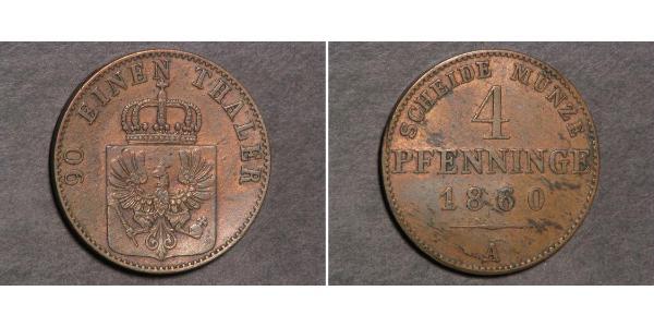 4 Pfennig 普魯士王國 (1701 - 1918) 銅 