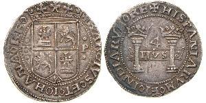 4 Real Nouvelle-Espagne (1519 - 1821) Argent Charles V du Saint-Empire  (1500-1558)