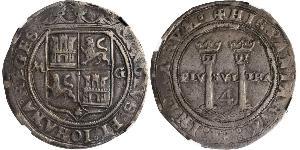 4 Real Nouvelle-Espagne (1519 - 1821) Argent Charles V du Saint-Empire  (1500-1558)