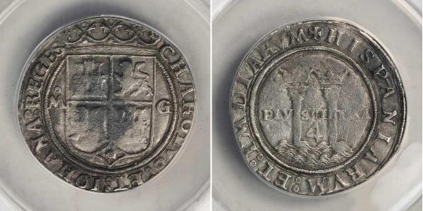 4 Real Nouvelle-Espagne (1519 - 1821) Argent Charles V du Saint-Empire  (1500-1558)