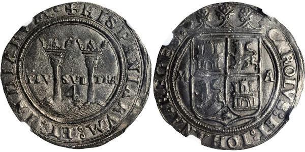 4 Real Nouvelle-Espagne (1519 - 1821) Argent Charles V du Saint-Empire  (1500-1558)