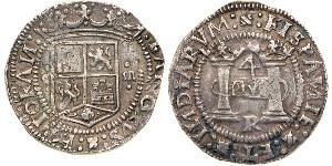 4 Real Vicereame della Nuova Spagna (1519 - 1821) Argento Carlo V del Sacro Romano Impero (1500-1558)