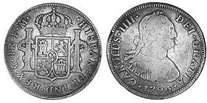4 Real Vicereame della Nuova Spagna (1519 - 1821) Argento Carlo IV di Spagna (1748-1819)
