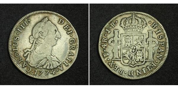 4 Real Bolivia / Virreinato del Río de la Plata (1776 - 1814) Plata Carlos III de España (1716 -1788)