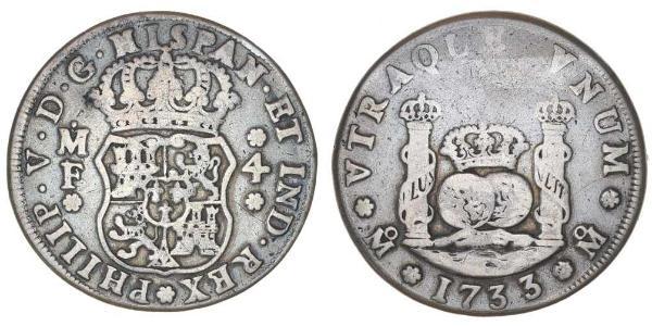 4 Real Virreinato de Nueva España (1519 - 1821) Plata Felipe V de España (1683-1746)