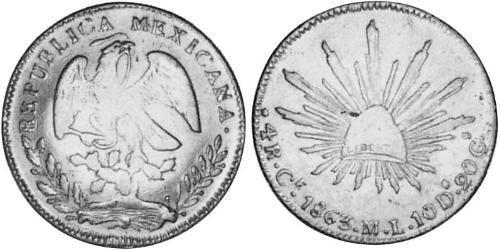 4 Real Second Federal Republic of Mexico (1846 - 1863) Silber 
