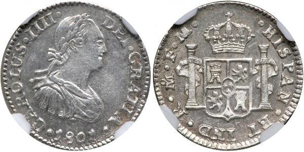 4 Real Spanish Colonies Silber Karl IV (1748-1819)