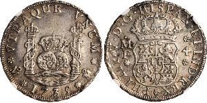 4 Real Vizekönigreich Neuspanien (1519 - 1821) Silber Philip V von Spanien (1683-1746)