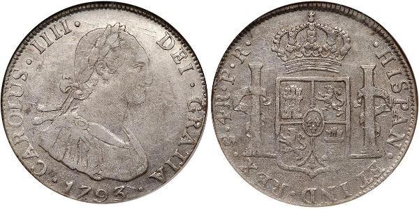 4 Real Spanish Colonies Silver Charles IV of Spain (1748-1819)