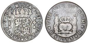 4 Real Spanish Mexico  / Kingdom of New Spain (1519 - 1821) Silver Philip V of Spain(1683-1746)