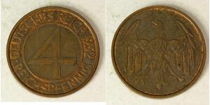 4 Reichpfennig República de Weimar (1918-1933) Bronce 