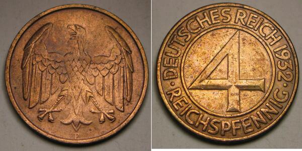 4 Reichpfennig Weimar Republic (1918-1933) Bronze 