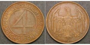 4 Reichpfennig Weimarer Republik (1918-1933) Bronze 