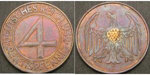 4 Reichpfennig Weimarer Republik (1918-1933) Bronze 
