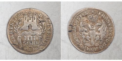 4 Shilling 汉堡 銀 弗朗茨一世 (神圣罗马帝国) (1708 - 1765)