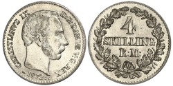 4 Skilling Дания Серебро Кристиан IX король Дании (1818-1906)