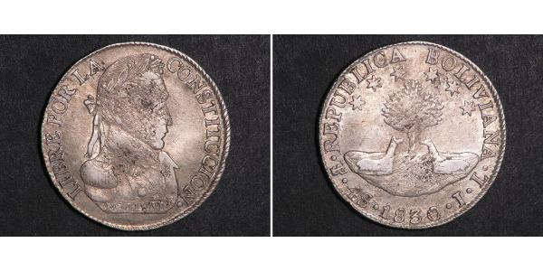 4 Sol Bolivia (1825 - ) Plata 