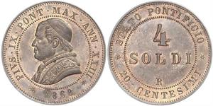 4 Soldo États pontificaux (752-1870)  Pie IX (1792- 1878)