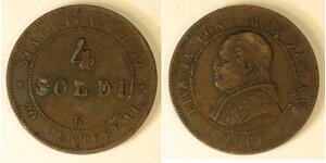 4 Soldo 教皇国 (754 - 1870)  Pope Pius IX (1792- 1878)