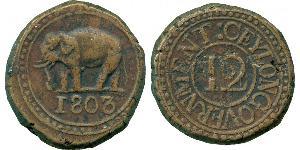 4 Stiver / 1/12 Rixdollar Sri Lanka Cuivre George III (1738-1820)