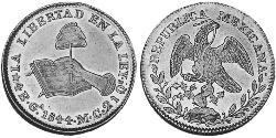 4 Ескудо Second Federal Republic of Mexico (1846 - 1863) Золото 