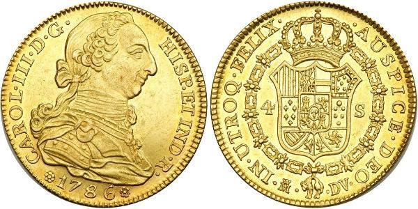 4 Ескудо Іспанська Імперія (1700 - 1808) Золото Карл III король Іспанії (1716 -1788)