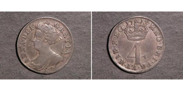 4 Пені Велика Британія  Срібло Анна Стюарт(1665-1714)