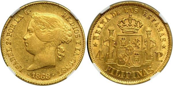 4 Песо Філіппіни Золото Isabella II of Spain (1830- 1904)