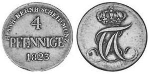 4 Пфеніг Ангальт-Бернбург (1603 - 1863) Мідь Alexius Frederick Christian, Duke of Anhalt-Bernburg (1767 – 1834)