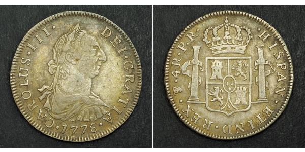 4 Реал Рио-де-ла-Плата (вице-королевство) (1776 - 1814) / Боливия Серебро Карл III король Испании (1716 -1788)