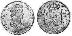 4 Реал Нова Іспанія (1519 - 1821) Срібло Фердинанд VII король Іспанії (1784-1833)