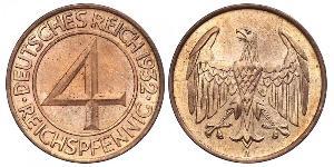 4 Рейхспфенниг Веймарская республика (1918-1933) Бронза 