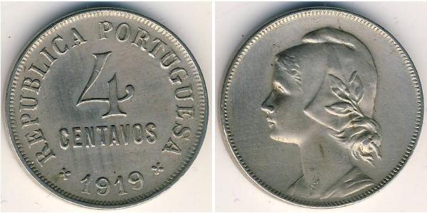 4 Сентаво Первая Португальская республика (1910 - 1926) Никель/Медь 