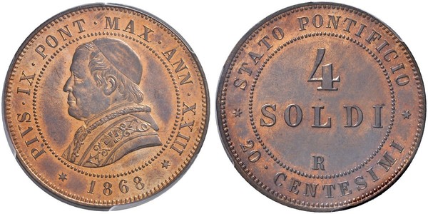4 Сольдо Папская область (752-1870)  Пий IX (1792- 1878)
