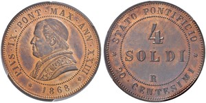 4 Сольдо Папська держава (752-1870)  Пій IX (1792- 1878)